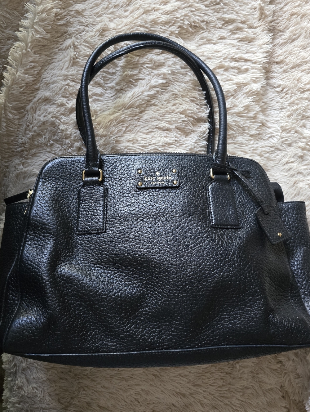 Kate Spade New York Bay Street Lydia Pebnled Black Satchel